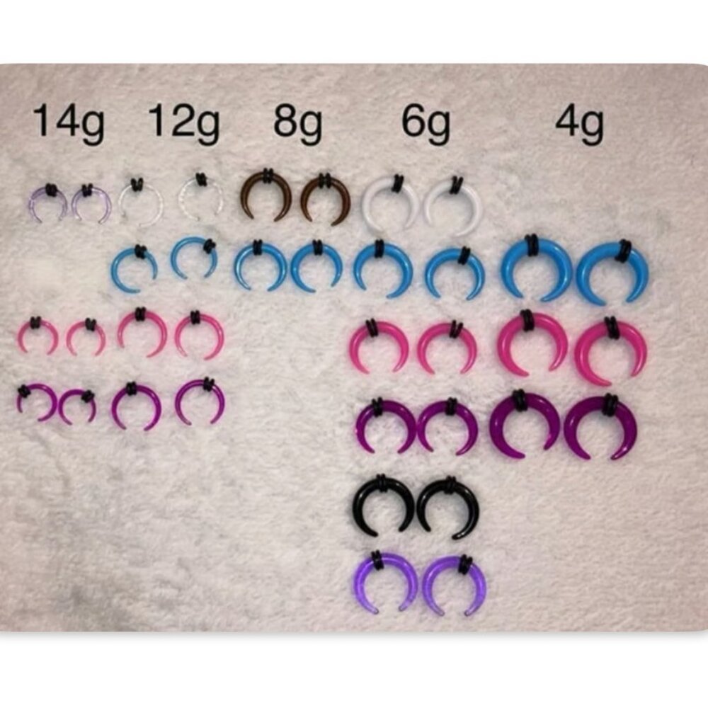 You Pick Pair of Acrylic Plastic Horseshoe Crescent Pincher Gauge Earrings